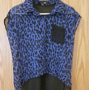 Forever 21 Sheer Cap Sleeve Button Up Blouse